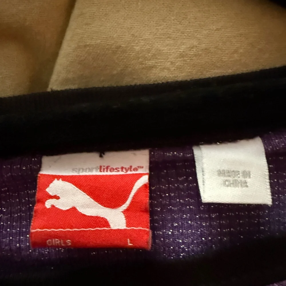 Puma Girls Athletic Long Sleeve Top Purple Black Size L NWT